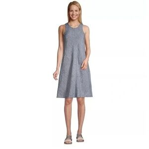 Lands'end Womens Sleeveless Knee Length 100% Linen A-line Dress Peasant M